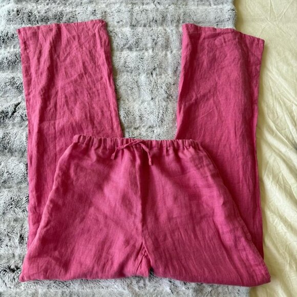 Desmond And Dempsey Pink Linen Pants - Picture 2 of 4